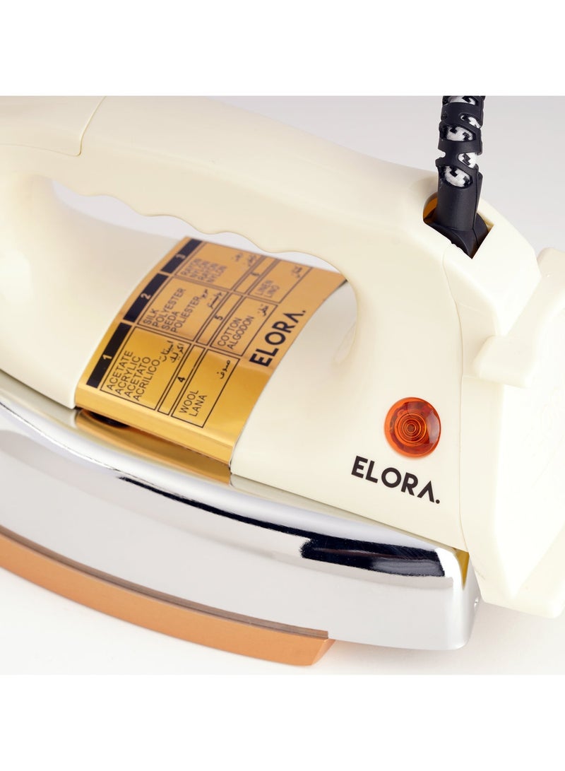 Elora Automatic Dry Iron with Temperature Dial & Auto Shut-Off | Heavy-Duty Ceramic Coating, 1200W – EL-DI-6002 (White) - Image 5